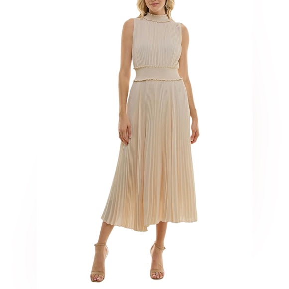 Nanette Nanette Lepore Women's Smocked High Neck Pleated Maxi Dress Size 8 - Picture 7 of 11